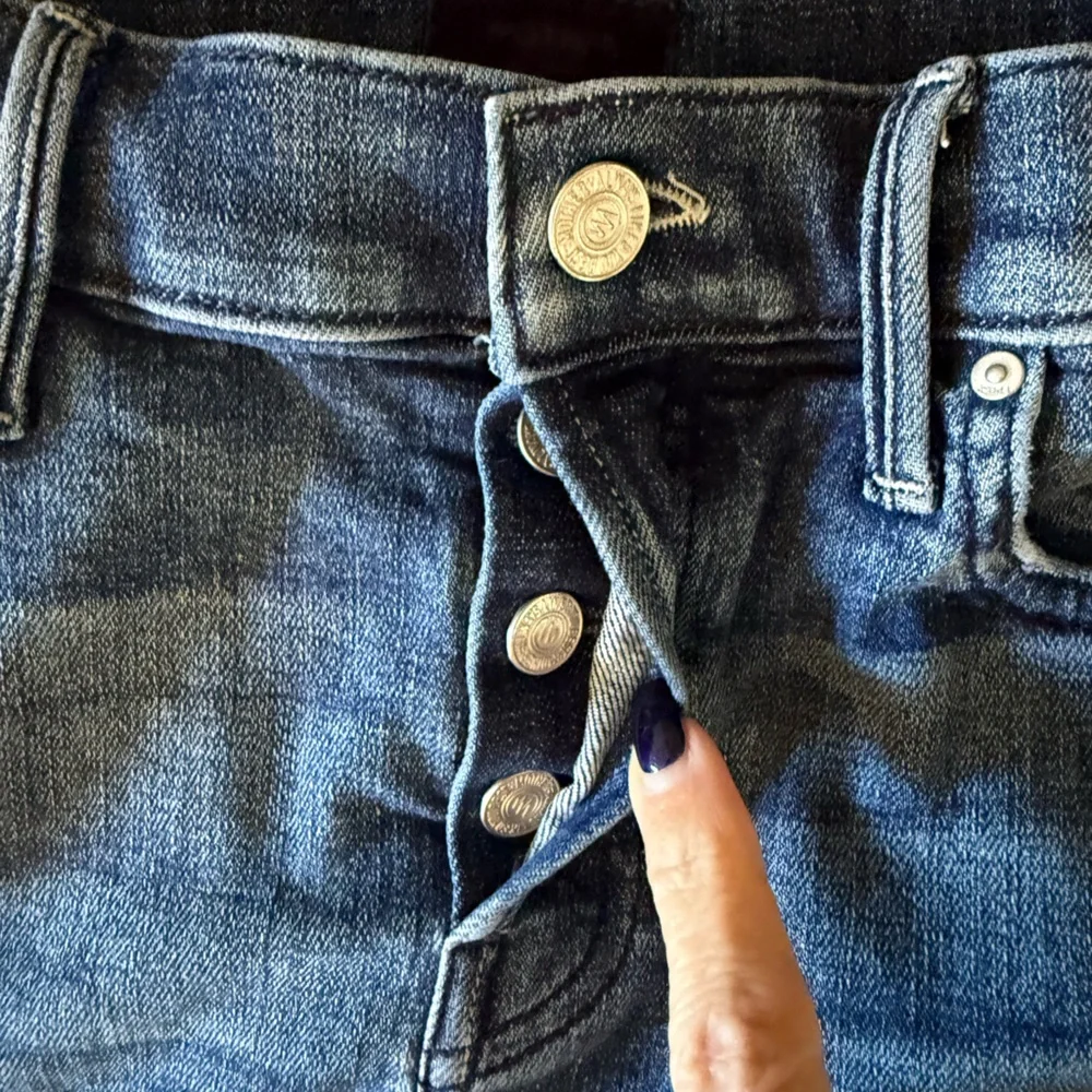 MOTHER Four Points Fray Denim Mini Skirt